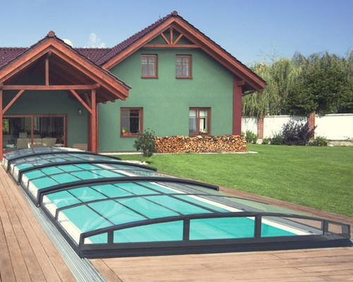 Copertura per piscina bassa - CASABLANCA INFINITY - ALBIXON a.s. - telescopica / in alluminio / in policarbonato