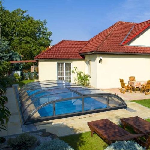 Copertura per piscina alta - DALLAS - ALBIXON a.s. - a mezza altezza / telescopica / in alluminio