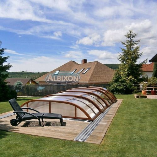 Copertura per piscina alta - Dallas Clear - ALBIXON a.s. - a mezza altezza / telescopica / in policarbonato