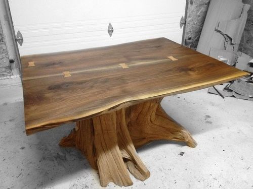 Tavolo da pranzo design originale - LIVE EDGE - Bois & Design - in rovere / in noce / in legno massiccio