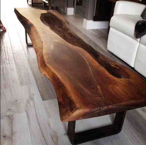 Tavolino basso design originale - LIVE EDGE - Bois & Design - in rovere / in noce / in legno massiccio