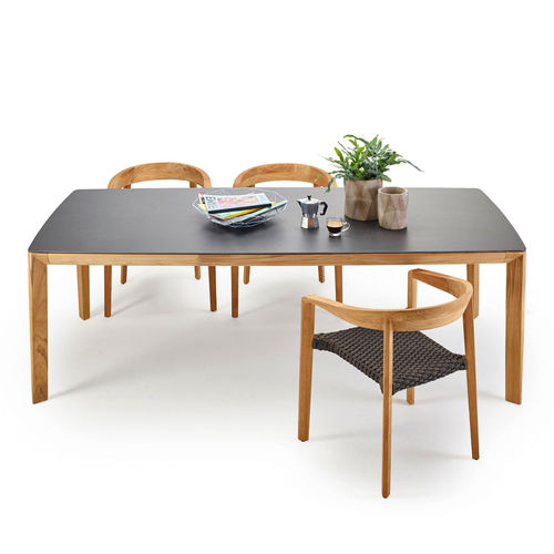 Tavolo da pranzo contemporaneo - LODGE - Solpuri - in teak / in ceramica / rettangolare