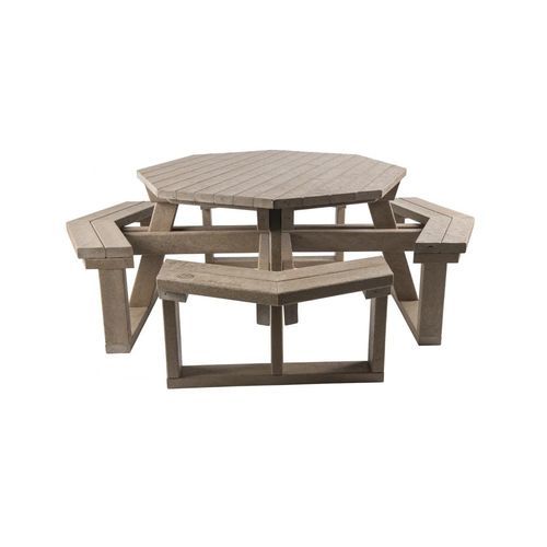 Set tavolo e panca contemporaneo - Octogonal - Extruplas - in plastica riciclata / da esterno / per spazio pubblico