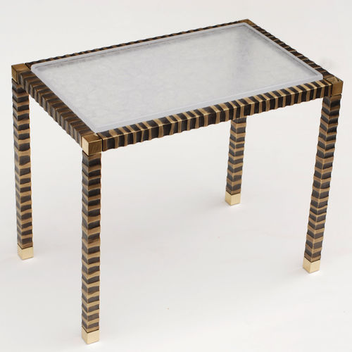 Tavolo d'appoggio contemporaneo - ZEBRA - Atelier Stefan Leo - in vetro / in bronzo / rettangolare
