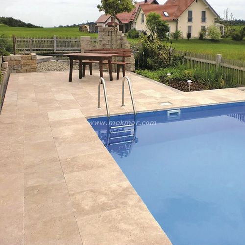 Lastricato in travertino - CLASSIC CREAM - Mekmar - da esterno / per pedoni / per spazio pubblico