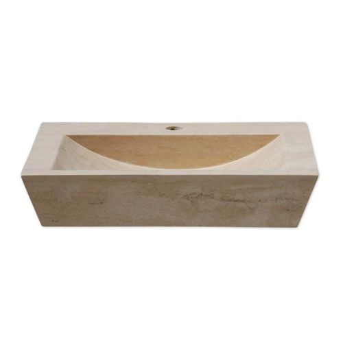 Lavabo da appoggio - 38 - Mekmar - in travertino / fatto a mano / rettangolare