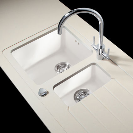 Lavello a 2 vasche - Minerva Work Surfaces - con gocciolatoio / in acrilico / sottotop