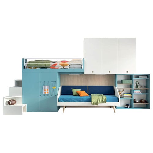 Letto singolo - LOFT - nidi - contemporaneo / per bambini / con scaffale integrato