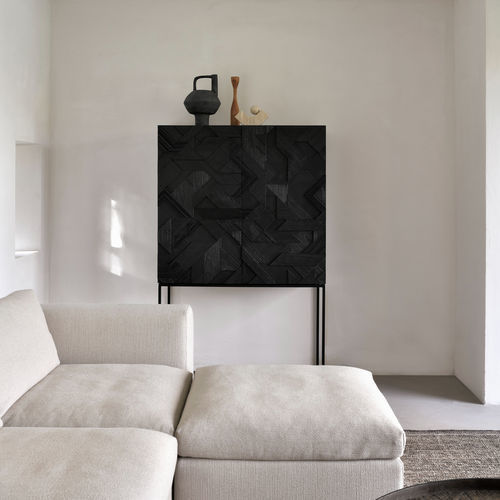 Credenza alta - Graphic  - ETHNICRAFT - contemporanea / in teak / con ripiano