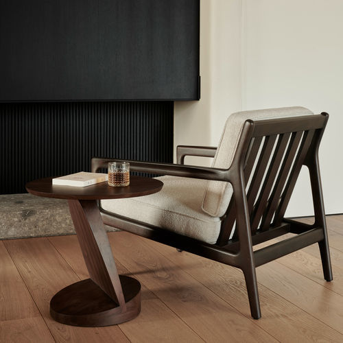 Tavolo d'appoggio contemporaneo - Oblic  - ETHNICRAFT - in teak / con supporto in teak / rotondo