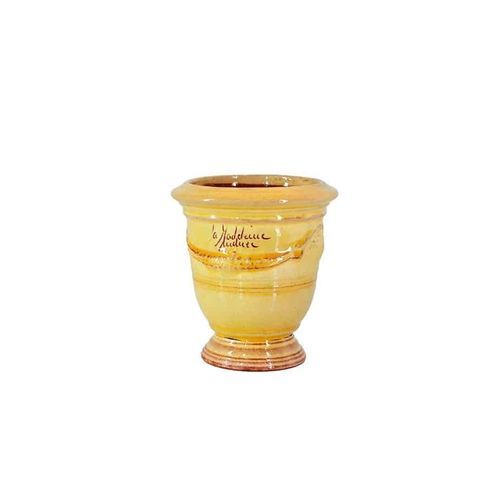 Vaso contemporaneo - Anduze - Poterie de la Madeleine - in ceramica smaltata / fatto a mano / giallo