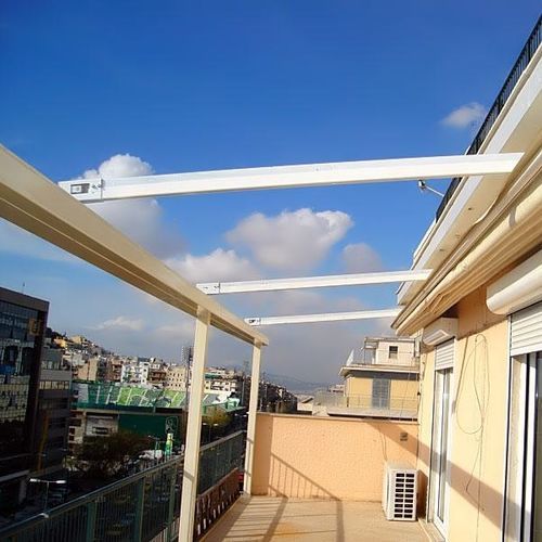 Pergola addossata - ALEXANDRAS - Atrio Glass Doors - in metallo / in tessuto / retrattile
