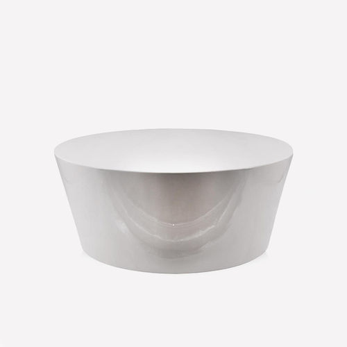 Tavolino basso contemporaneo - BRANCO - Aura London - in legno laccato / con supporto in legno laccato / rotondo