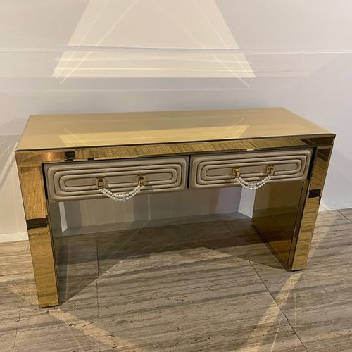 Consolle contemporanea - Collier - Fertini Casa - in vetro fumè / in metallo dorato / in pelle