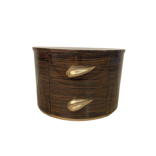 Comodino contemporaneo - Lotus - Fertini Casa - in ebano di macassar / con supporto in ebano di macassar / ovale