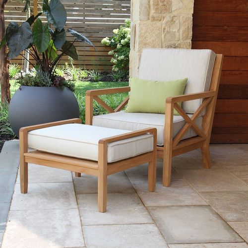 Poltrona contemporanea - APEX : 5075 - COUNTRY CASUAL TEAK - in tessuto / in teak / con poggiapiedi