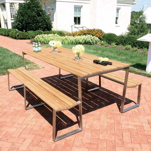 Tavolo da picnic contemporaneo - BOND : 6969 - COUNTRY CASUAL TEAK - in teak / in acciaio inossidabile / rettangolare