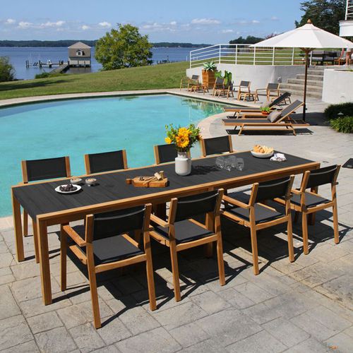 Tavolo da pranzo contemporaneo - SUMMIT - COUNTRY CASUAL TEAK - in alluminio / con supporto in teak / rettangolare