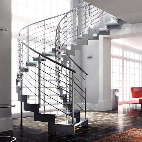 Scala curva - L20-2E-GVE - d'OPERA STAIRS - con gradini in vetro / con struttura in metallo / contemporanea