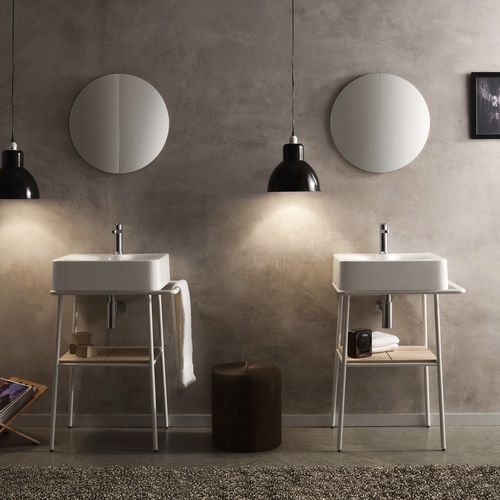 Mobile lavabo da appoggio - FUJI - NOVEL BATHROOM FURNITURE - in legno massiccio / in ceramica / in metallo