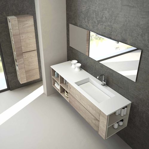 Mobile lavabo doppio - SHERWOOD COMP 01 - NOVEL BATHROOM FURNITURE - a muro / in legno laccato / impiallacciato in legno