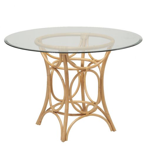 Tavolo da pranzo contemporaneo - GINGKO - KOK Maison - in rattan / in vetro / con supporto in rattan