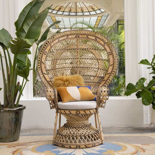 Sedia contemporanea - Peacock - KOK Maison - da interno / in tessuto / in rattan