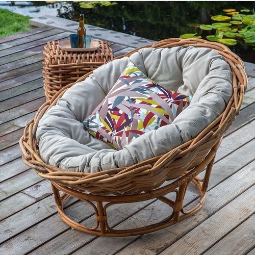 Poltrona contemporanea - MEXICO - KOK Maison - in tessuto / in rattan / con cuscino rimovibile