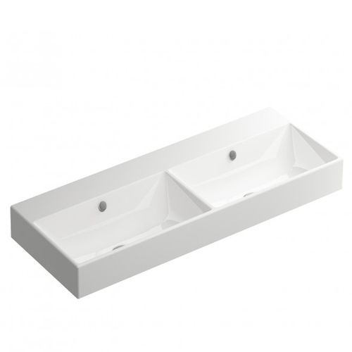 Lavabo sospeso - BDS-FUN-704-A-WH - BAGNODESIGN - in ceramica / doppio / rettangolare