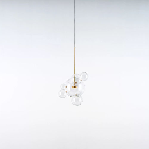 Lampada a sospensione - Bolle 06 - Giopato & Coombes - in ottone / in vetro borosilicato / in vetro soffiato