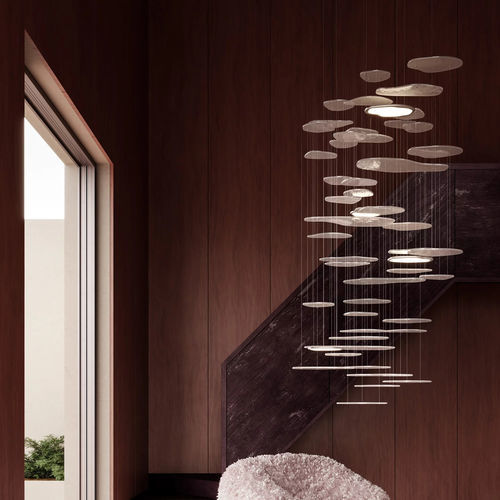 Lampadario contemporaneo - Bruma Cascade 185 - Giopato & Coombes - in alluminio / in vetro di Murano / contract