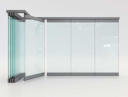 Parete pieghevole - F2 - Salinox - a vetrina / in alluminio / professionale
