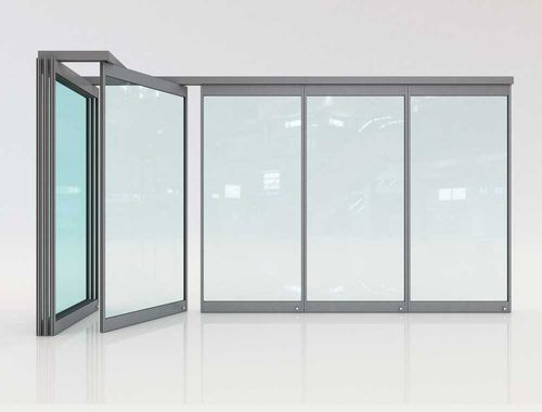Parete pieghevole - F3 - Salinox - a vetrina / in alluminio / professionale