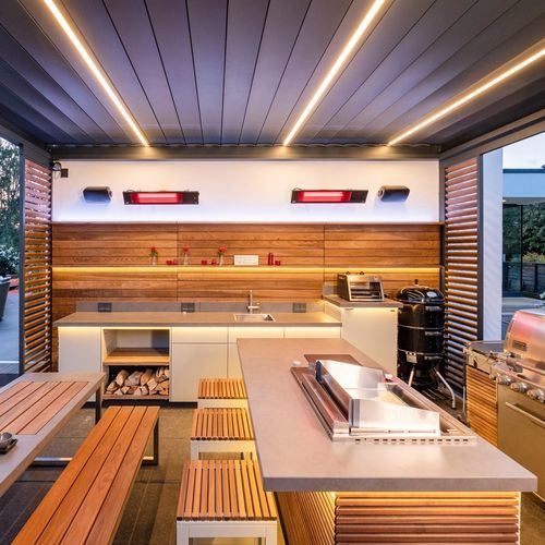 Cucina da esterno - C1 - CUBIC OUTDOOR LIVING - contemporanea / in legno / con isola