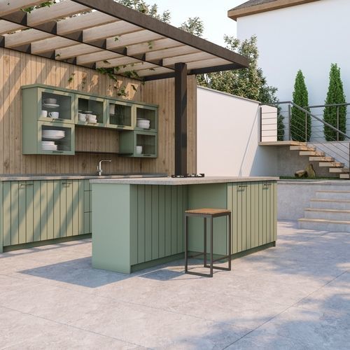 Cucina da esterno - C4 - CUBIC OUTDOOR LIVING - contemporanea / in legno / con isola