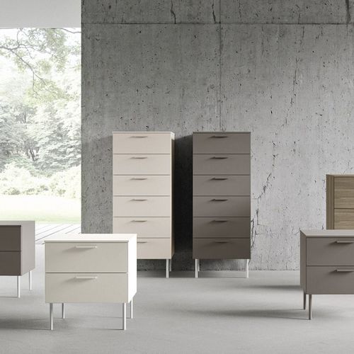 Cassettiera contemporanea - PRAGA - cinquanta3 - in legno laccato / marrone / beige