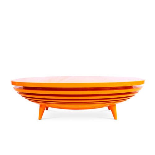 Tavolino basso contemporaneo - Accum - BITANGRA - in legno laccato / con supporto in legno / ovale