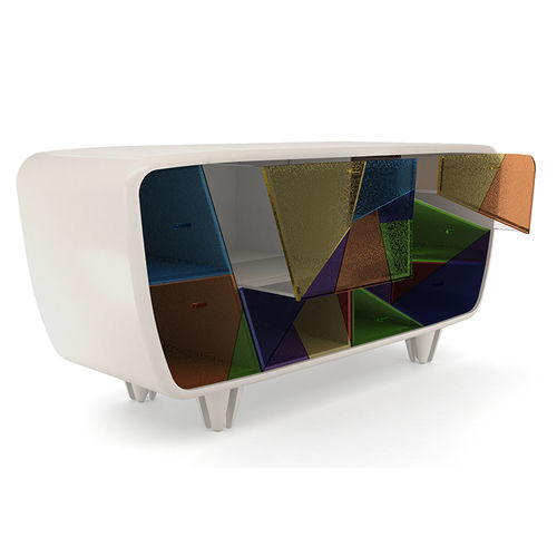 Credenza design originale - Vitral - BITANGRA - in legno laccato / in vetro / con cassetti