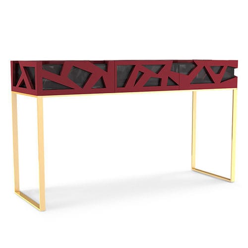 Consolle contemporanea - Kanda - BITANGRA - in legno laccato / in acrilico / con supporto in ottone spazzolato
