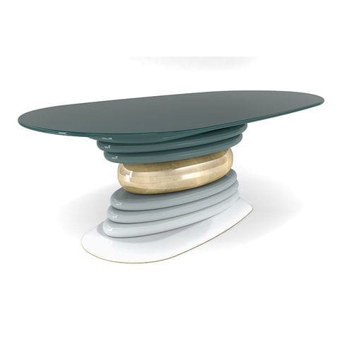Tavolo da pranzo design originale - Eggcentric - BITANGRA - in legno laccato / con supporto in legno / ovale