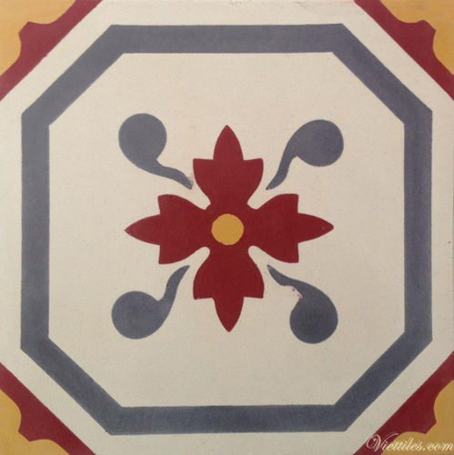 Piastrella in cemento encausto opaca - V15-01 - Viet Tiles Corporation - da interno / da pavimento / da parete