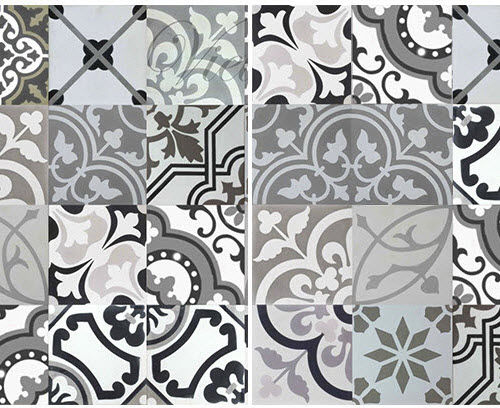 Piastrella in cemento encausto da interno - GREY &amp; WHITE - Viet Tiles Corporation - da esterno / da pavimento / da parete