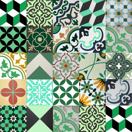Piastrella in cemento encausto patchwork - GREEN - Vietnam cement tile corp - da interno / da pavimento / da parete