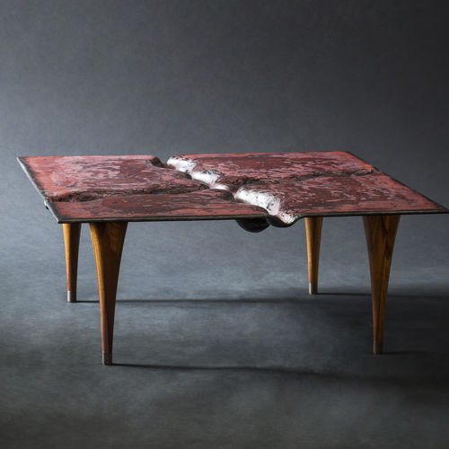 Tavolino basso design originale - MARS2 - PlusObject - in legno / in vetro / quadrato