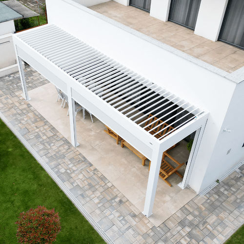 Pergola addossata - SL 170/28 - Soltec - in metallo / a lamelle frangisole / bioclimatica