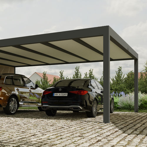 Pergola autoportante - F240 - Soltec - in alluminio / in acciaio inossidabile / a lamelle frangisole