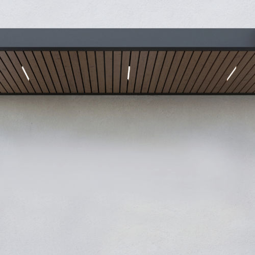 Pensilina per entrata - S1 - Soltec - in legno / in alluminio / con copertura in metallo
