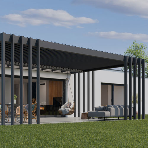 Pergola addossata - Soltec - autoportante / in alluminio / con copertura in vetro