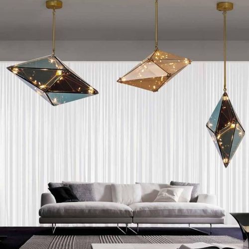 Lampada a sospensione - FASHION LOSANGO AMBAR - K-LIGHTING - in alluminio / in vetro / contemporanea
