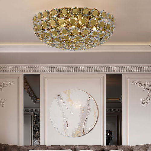 Plafoniera contemporanea - EVA - K-LIGHTING - rotonda / in cristallo / in acciaio inossidabile